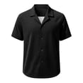thumbnail image 5 of Wlynlyn Mens Button down Shirts Casual Short Sleeve Textured Summer Vacation Beach Shirts Solid Color Dress Blouses, 5 of 7
