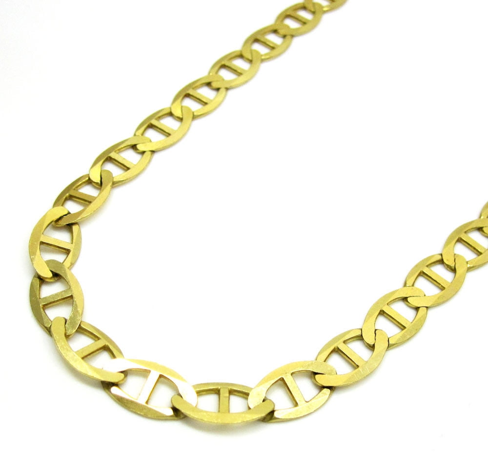 Jawa Fashion - 10K Yellow Gold Men Womens 5MM Hollow Mariner Chain Necklace Lobster Clasp, 20 to 