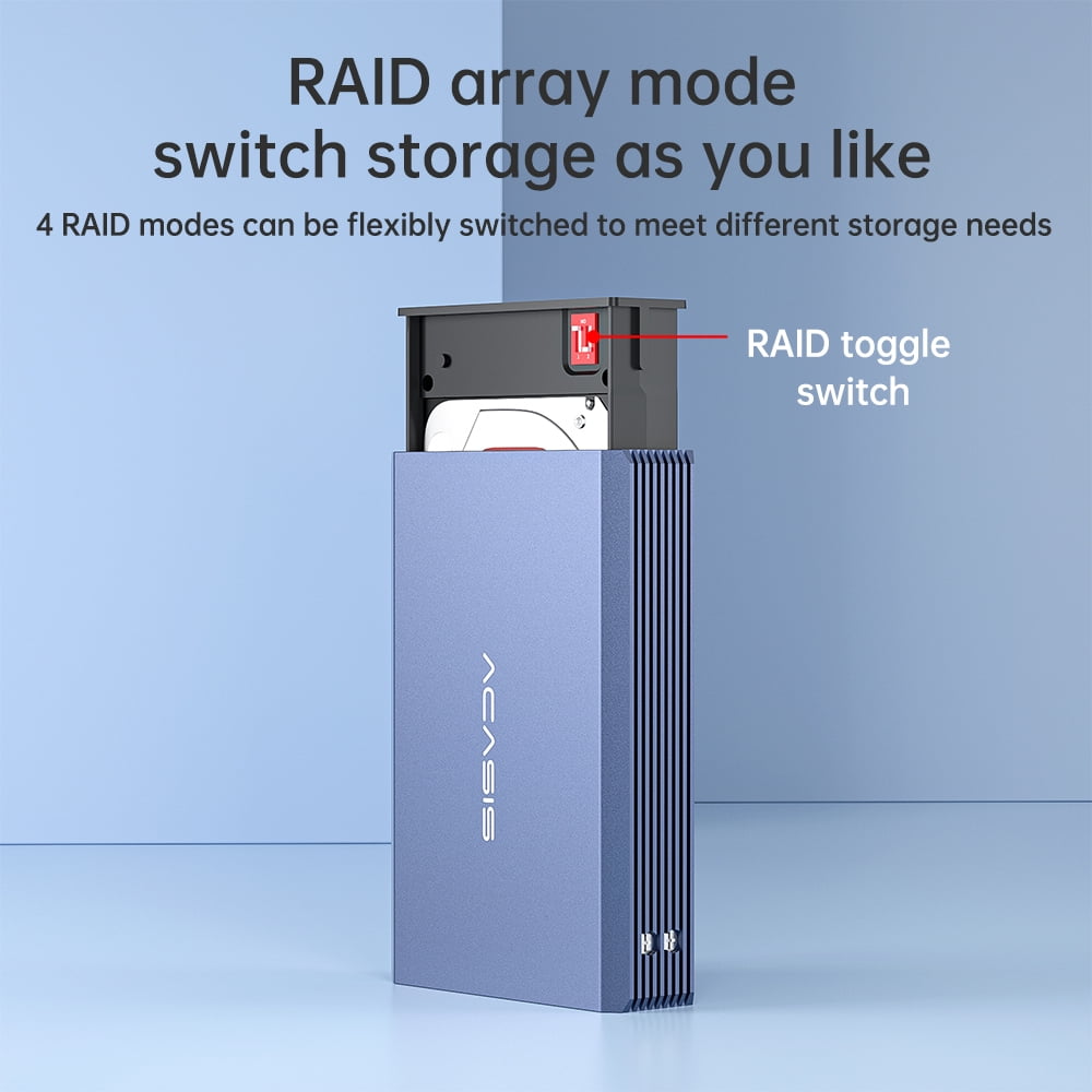 ACASIS External RAID Dual-Bay Disk Array Enclosure USB-C to SATA Supports 12TB