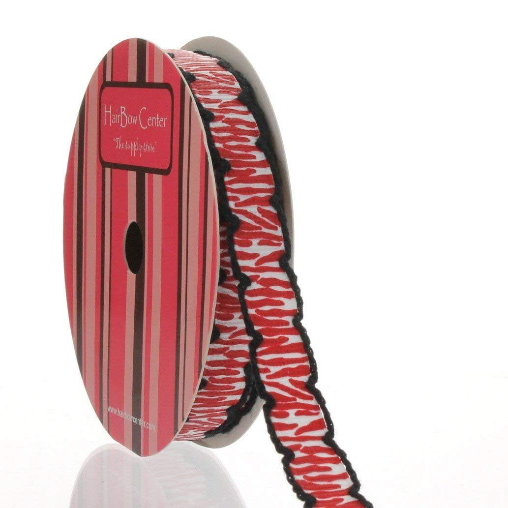 3/8" Red Zebra/Black Moonstitch Grosgrain Ribbon 10 Yard - Walmart.com