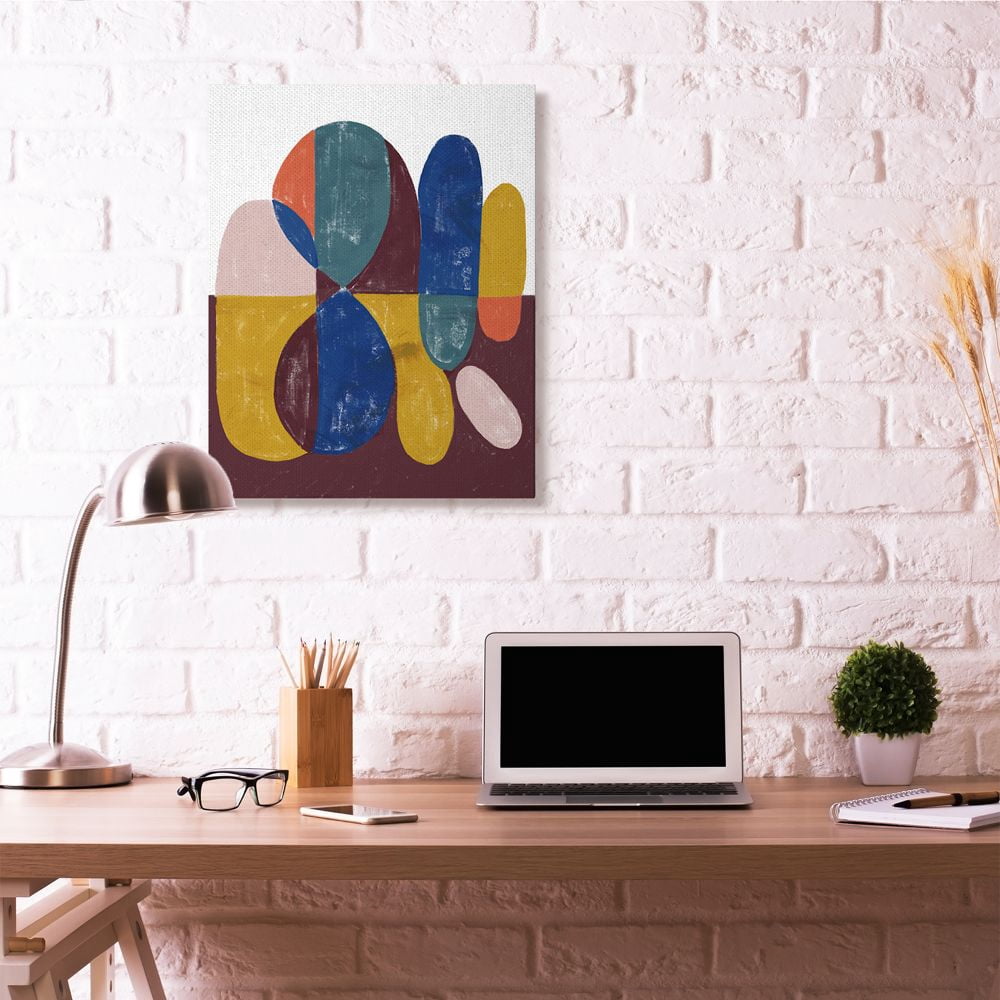 Stupell Industries Abstract Shapes Purple Blue Yellow Design Canvas Wall Art by Daphne Polselli