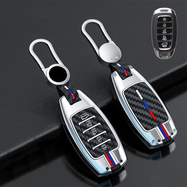 Car Key Fob Cover Case Protector Zinc Alloy Silicone Car Key Fob Case Cover For Hyundai Palisade Elantra 2019-22