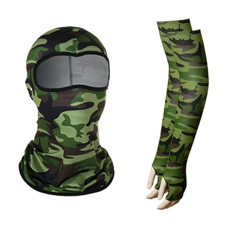 Unisex Balaclava Face Mask and Arm Sleeves Set Ski Mask Full Face Cover Compression Arm Sleeves for Summer Outdoor