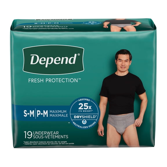 Depend Fresh Protection Disposable Underwear Male Waistband Style Small / Medium, 43616, 74, 38 Ct