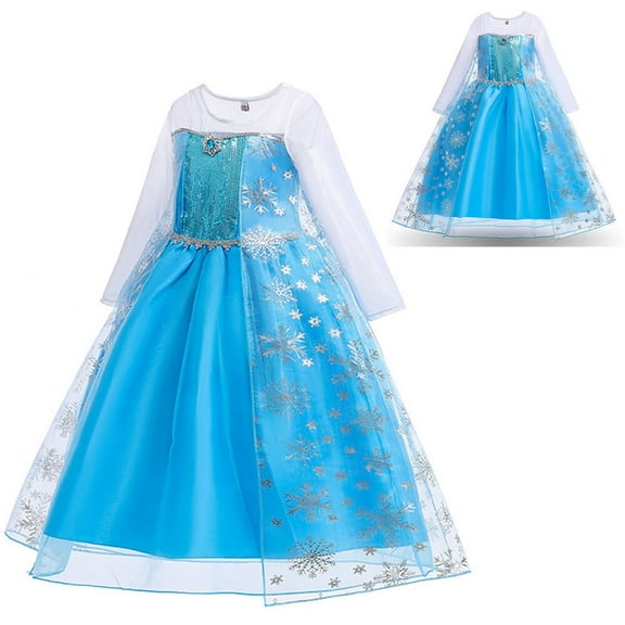 Girls Elsa Princess Costume Cosplay Dress Halloween Party Gown