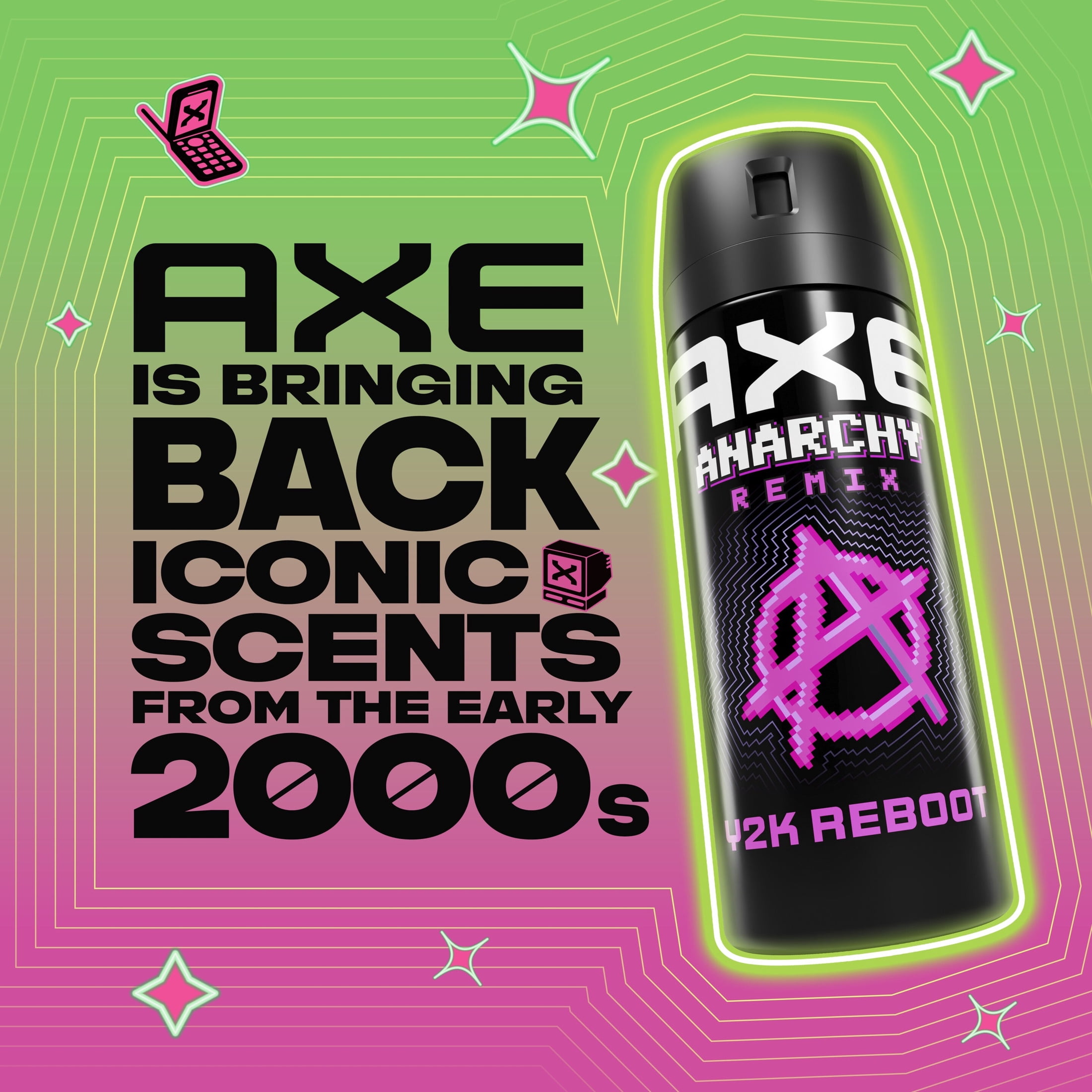 AXE Y2K Reboot Underarm Deodorant Body Spray Anarchy Remix, 2.9 oz