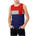 thumbnail image 3 of FSYBOA Boys Tank Tops, Sleeveless Casual Color Block Crew Neck Kids Summer Tops Red Size 11-12 T, 3 of 6