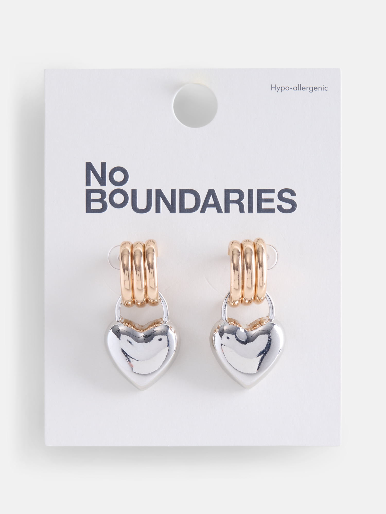 No Boundaries Hoop Heart Earrings, Women's