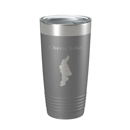 

Cherry Lake Map Tumbler Travel Mug Insulated Laser Engraved Coffee Cup California 20 oz Dark Gray