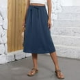 thumbnail image 6 of Difdany Women's Bohemian A-Line Elastic Waist Flowy Midi Skirt with Pockets Navy L, 6 of 8