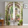 thumbnail image 2 of Garden Italian Arch Architectural Flowers Street Tulle Curtains for Living Room Chiffon Sheer Voile Kitchen Bedroom Curtain, 2 of 7