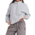 thumbnail image 3 of QAFOPEH Women Half Zip Long Sleeve Kangaroo Pocket Pullover Sweatshirt, 3 of 6