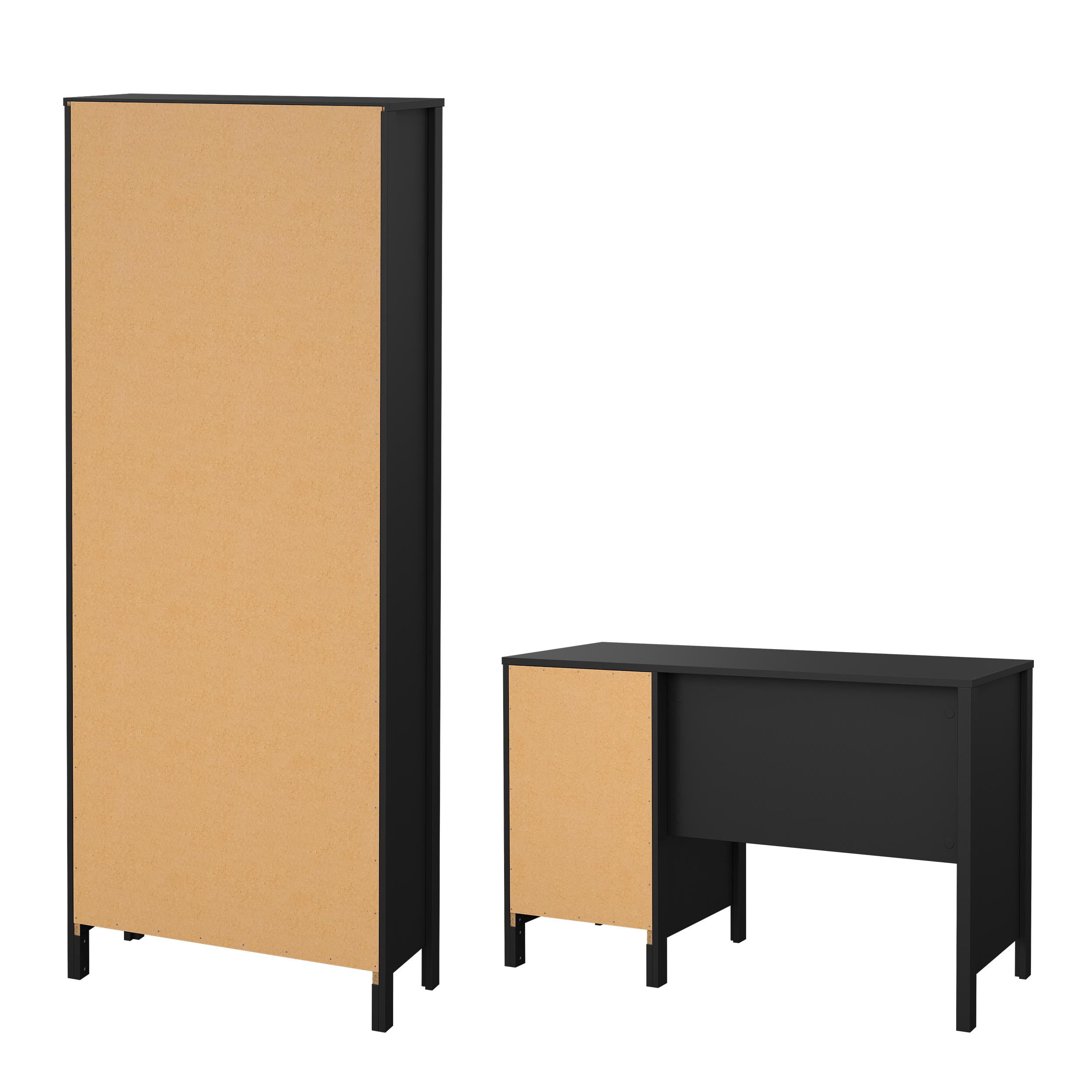 Tvilum Madrid 2-Piece Home Office Set with Desk and Bookcase, Matte Black