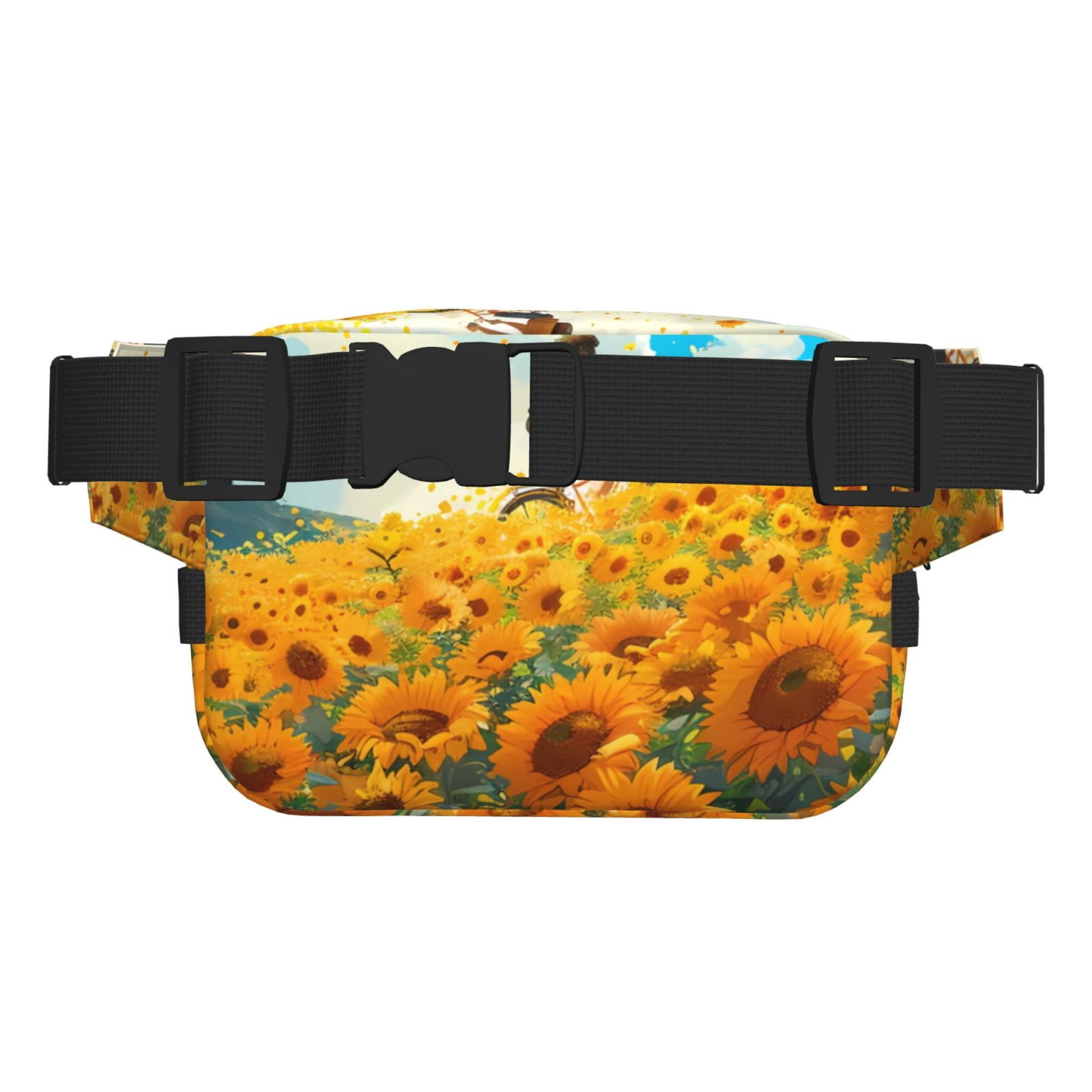 Picia Clear Sky Sunflower Print Square Double-Layer Waist Bag Mini Adjustable Waist Belt Bag Exercise Running Travel Hiking
