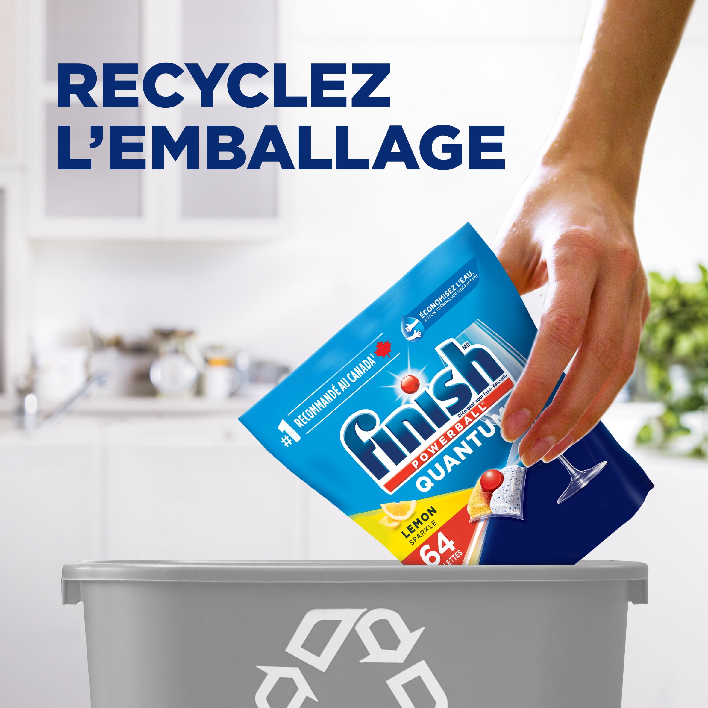 Finish Power Ball Quantum Dishwasher Detergent Pods, No pre sinse needed, For Deep clean & sparkling shine, Lemon Sparkle