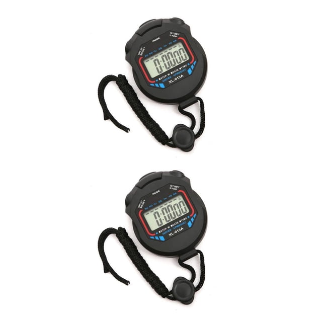 ZLight Sports Stopwatch Calendar Waterproof Shockproof Timer Clock Judgment Stop Watch Timing Function for Running 79X62X19mm 2Set