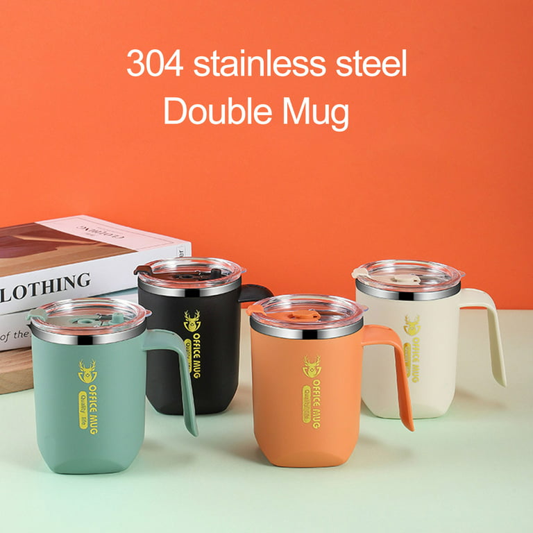Double Layers Anti-scalding Stainless Steel Cups Plastic Handle