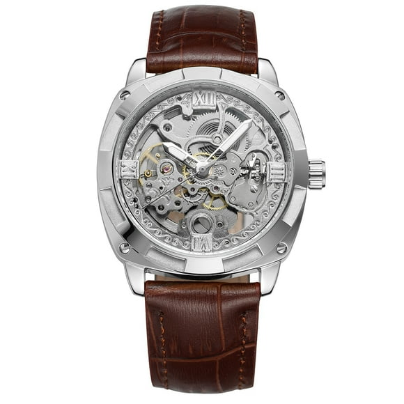 Reloj mecánico automático Nikou para hombre con correa de cuero