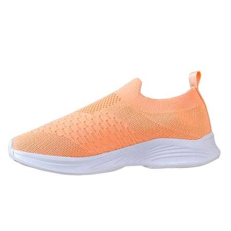 

XIAQUJ Ladies Fashion Breathable Knitted Mesh Thick Sole Comfortable Casual Sports Shoes Sneakers for Women Orange 9(42)