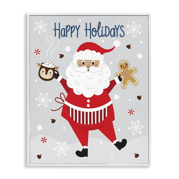 Stupell Industries Cottage Santa with Cocoa & Cookie White Framed Giclee Art, 24 x 30, by Ilis Avilés