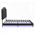 thumbnail image 2 of Upholstered Queen Bed in Black Velvet - Curve Design with Button Tufting - Stable Wooden Structure - LED Lights for Bedroom - Easy Assembly, 2 of 12