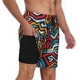 thumbnail image 3 of Picia Geometry pattern Mens Swim Trunks with Compression Liner Stretch Beach Shorts Quick Dry with Zipper Pockets No-Chafing Board Shorts-Large, 3 of 9