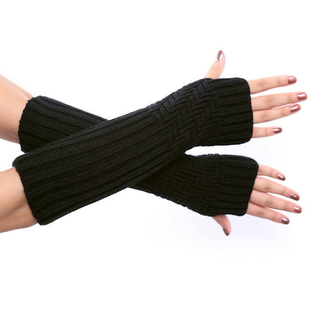 Gants Tricotés Unis pour Femmes Automne et Hiver Motif Demi-Doigt