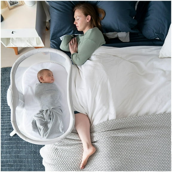 HALO BassiNest - Cama giratoria 3.0, moisés para bebé con diseño de cierre seguro para dormir, color gris