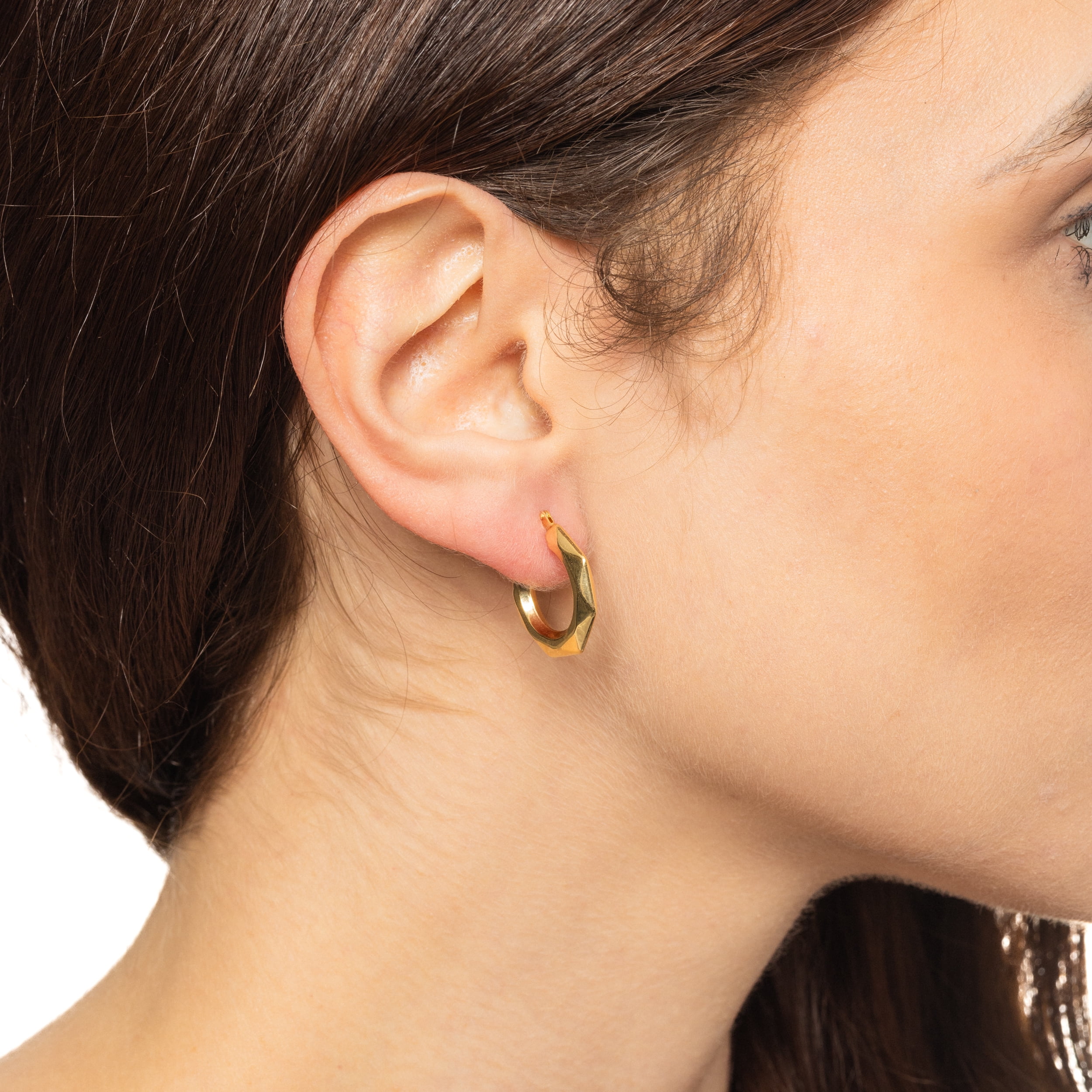 Brilliance Fine Jewelry 10KT Yellow Gold Adult Geometric Hoop Earrings