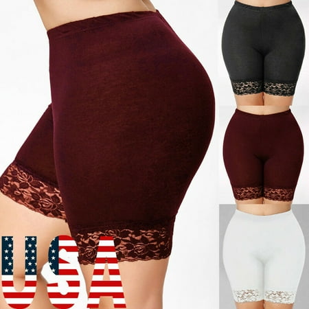 Stretch Lace Shirt (New Sexy Oversize Short Leggings Women Lace Skinny Short Under Safety Pants Seamless Underwear Stretch shorts Size)