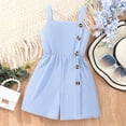 thumbnail image 2 of Kids Rompers Toddler Girls Sleeveless Suspenders Solid Buttons Romper Girls' Jumpsuits Blue 8 Years-9 Years, 2 of 7