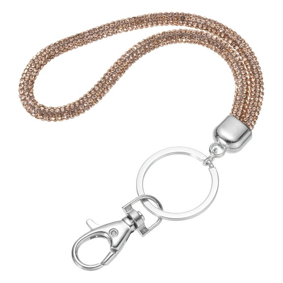 Bling Crystal Lanyard, 30cm(11.8") Phone Wrist Strap with Metal Clasp & Keyring for Women ID Card, Champagne