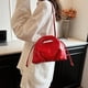 thumbnail image 4 of Bolso Cuero PU Con Forma Nube Bolso Hombro Plisado para Mujer Bolso Mano Sólido (rojo), 4 of 9