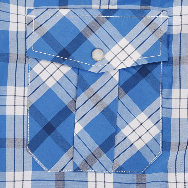 Coevals Club Men's Western Plaid Pearl Snap Shirt - Long Sleeve Casual Work Shirt With Two Pockets