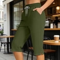 thumbnail image 6 of LIaqionyy Women's Shorts Drawstring Elastic Waisted Knee Length Workout Yoga Athletic Sweat Short with Pockets, 6 of 9