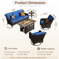 thumbnail image 2 of Toject Outdoor Patio Furniture Set, All-Weather Brown Wicker Outside Furniture with 42 Inch Fire Pit Table, 5 Pieces Conversation Set with Swivel Chairs for Backyard Deck Garden, Navy Blue, 2 of 8