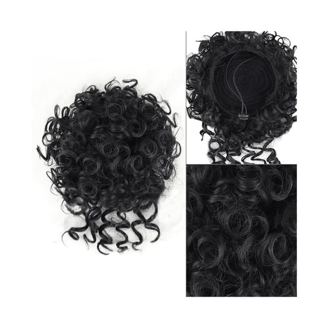 Messy Curly Hair Bun Extension Synthetic Tousled Updo Drawstring Ponytail Hairpiece