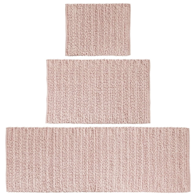 Juego de alfombras de baño mDesign, 100% algodón, absorbente de agua, color rosa