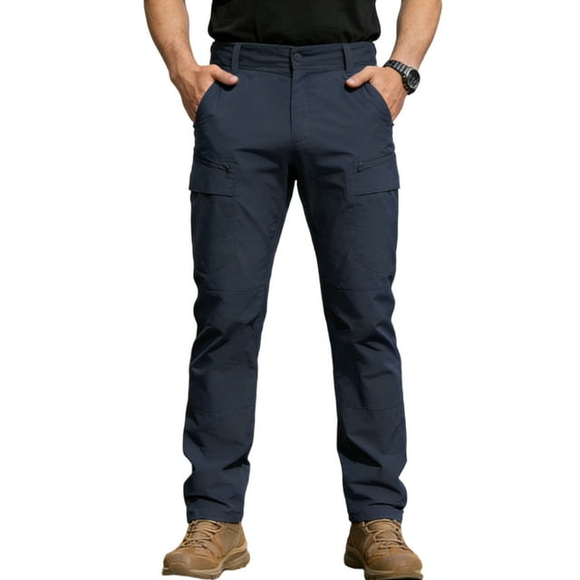 SBYOJLPB Mens Cargo Pants with Multiple Reinforced Pockets and Durable Construction for Outdoor Practical Solid Color Long Pants