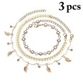thumbnail image 2 of Femmes Cheville Réglable Créatif 3PCS Simple Chaîne Cheville Pied Bijoux pour les Filles, 2 of 10