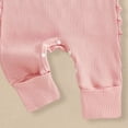 thumbnail image 6 of CAICJ98 Newborn Outfit Girl Long Sleeve Letter Embroidery Romper Ribbed Knit Jumpsuit Baby Girl Coming Home Fall Winter Spring Outfit (Watermelon Red,3-6 Months), 6 of 7