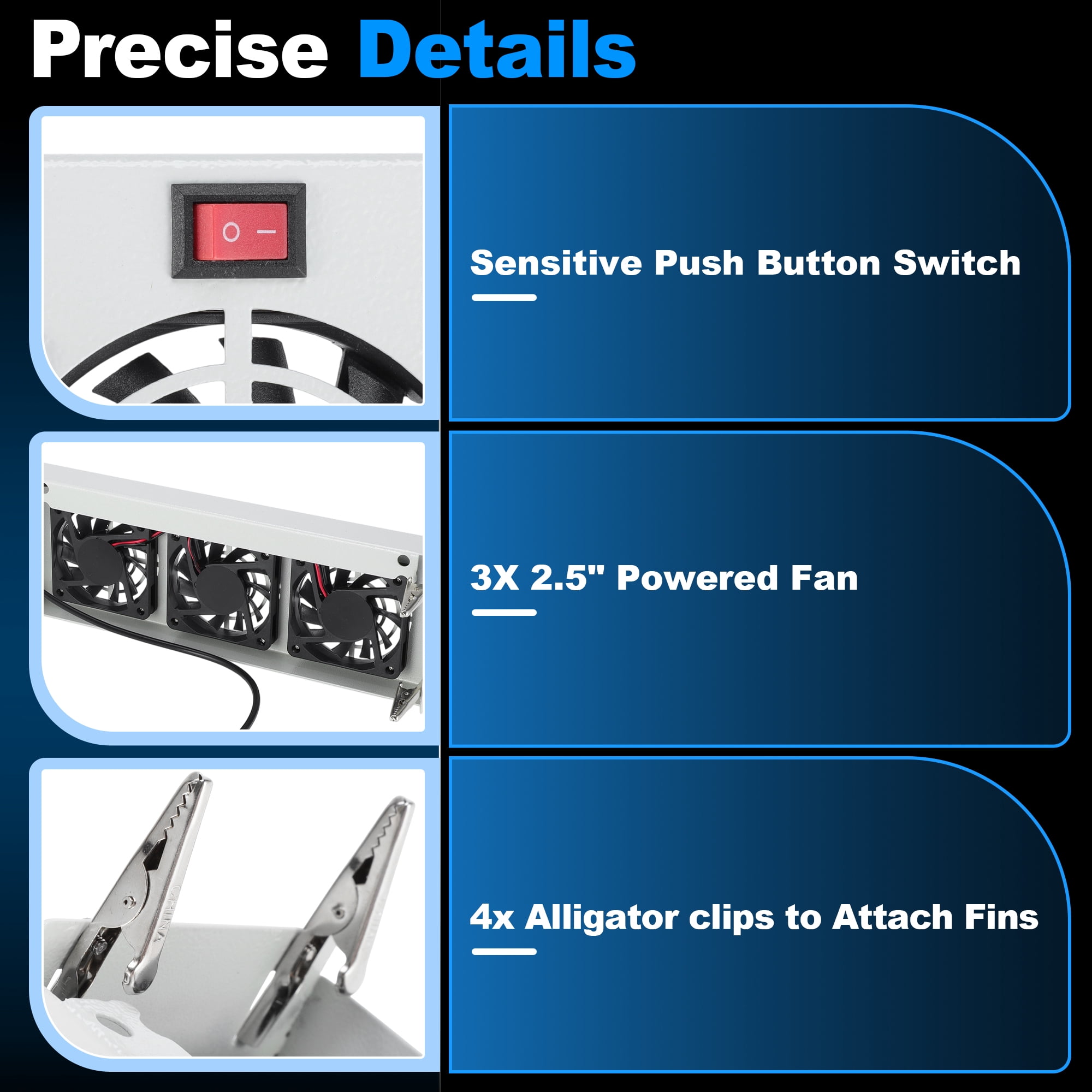 Unique Bargains 12V RV Refrigerator Fan with Three 2.5" Powered Fans 4200 RPM