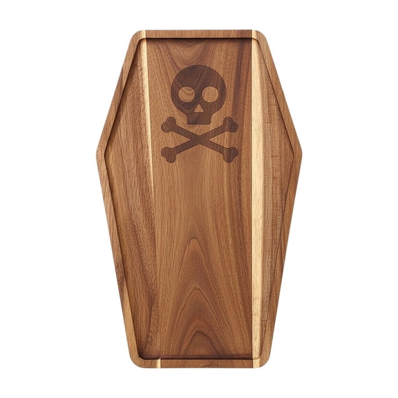 SUYOLL Halloween Decorations Charcuterie Board Gothic Wooden Serving Tray Skeleton Pattern Cutting Board For Food Display Halloween Party Platter