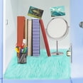 thumbnail image 2 of Scheam 2 Pcs Mini Plush Locker Rugs 12×12 Blue Area Rug Square Fluffy Non Skid Cushion Gift for Desktop Small Product Photography Accessories, 2 of 8