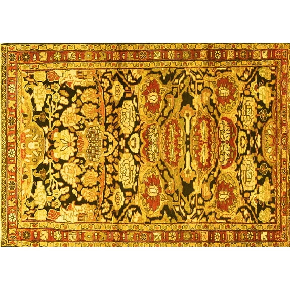 Ahgly Company Indoor Rectangle Persian Yellow Traditional Area Rugs, 6' x 9'