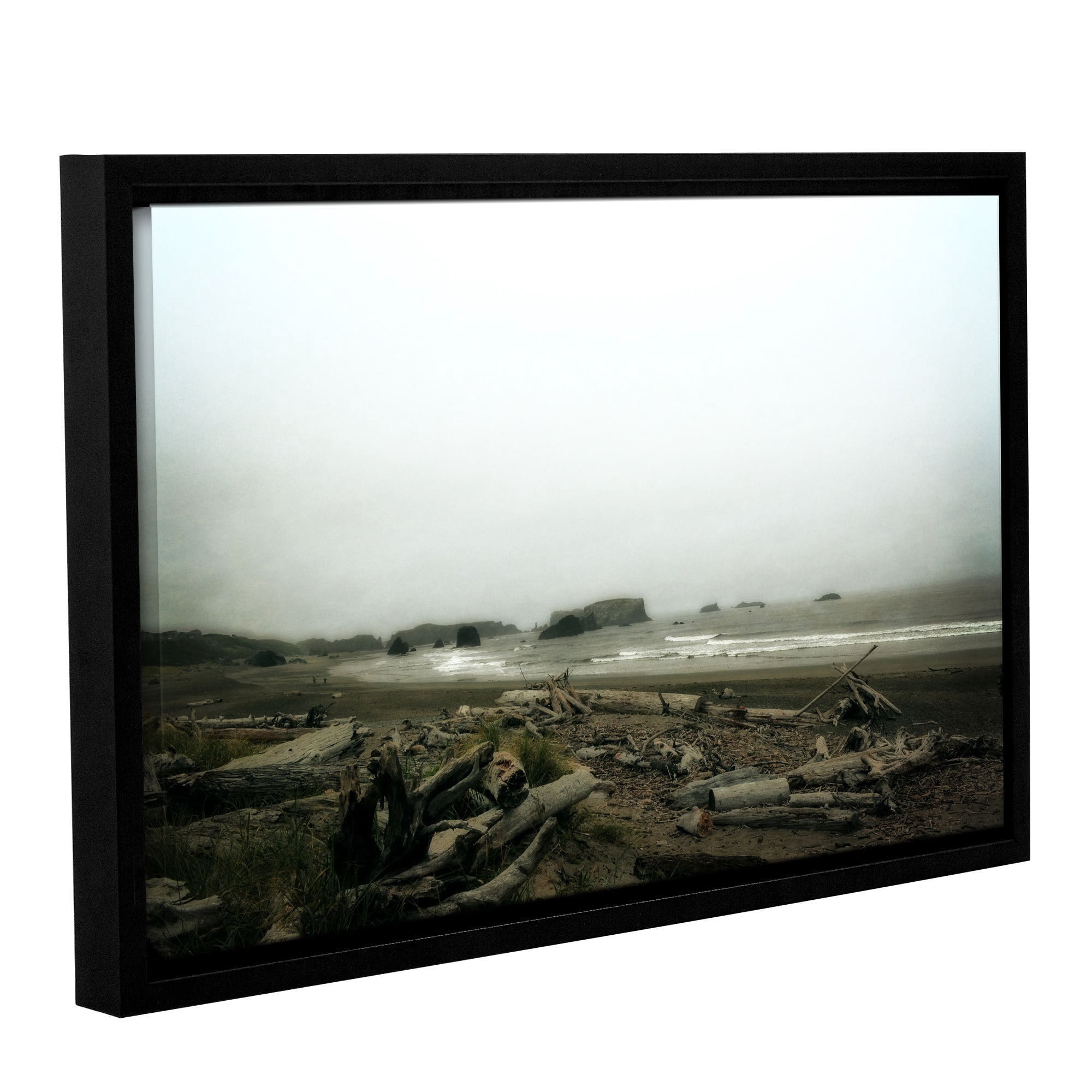 ArtWall Kevin Calkins "Driftwood and Seastacks" Gallery-Wrapped Floater-Framed Canvas