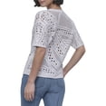 thumbnail image 2 of DKNY Cotton Short-Sleeve Crochet Sweater Women's Small White Crew Neck, 2 of 3
