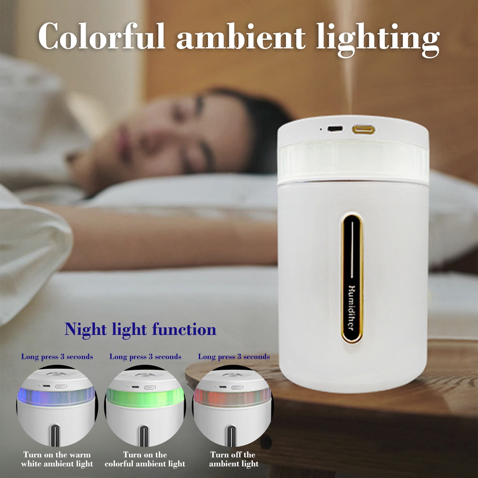 CVLNCYCLING Portable Mini Cool Mist Humidifier 1000ml, Ultrasonic with Auto Shut-Off & 2 Mist Modes, Top-Fill Quiet for Baby Bedroom Travel Office Home