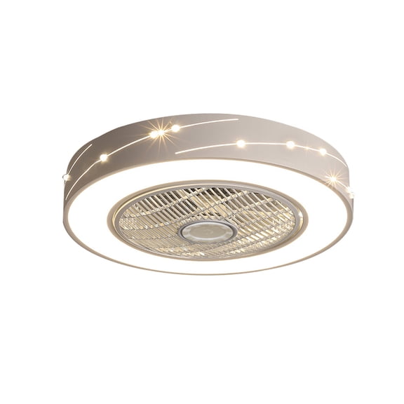 22" Ceiling Fan Light Enclosed Chandelier Fan LED Dimmable Low Profile W/ Remote White