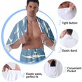 thumbnail image 5 of Colevkie 2 Pieces Bath Wrap Set for Men Bath Skirt & Shower Towel Soft Adjustable Beach Towel Wearable Shower Skirt for Home Bathroom Sauna Printed Sharks Pattern, 5 of 7